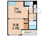 フジパレス瓢箪山Ⅱ番館 1DKの間取り