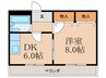 ヴィラ北西 1DKの間取り