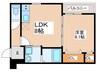 フジパレス住吉長居Ⅲ番館 1LDKの間取り