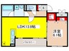 プレゼンス弥刀B 1LDKの間取り