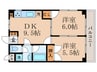 椥辻シャトー朝日 2DKの間取り