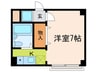 下鴨松柏 1Kの間取り