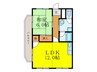 アクシスコート三島丘 1LDKの間取り