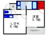 セレーノ北桜塚 1LDKの間取り