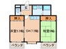 エスポワール武庫之荘Ⅱ 2DKの間取り