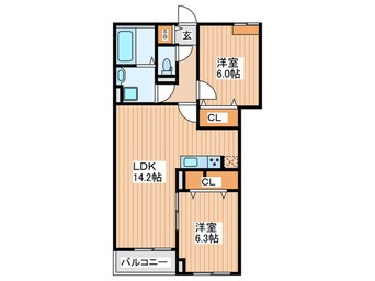 間取図 メゾン　アンソレイエ