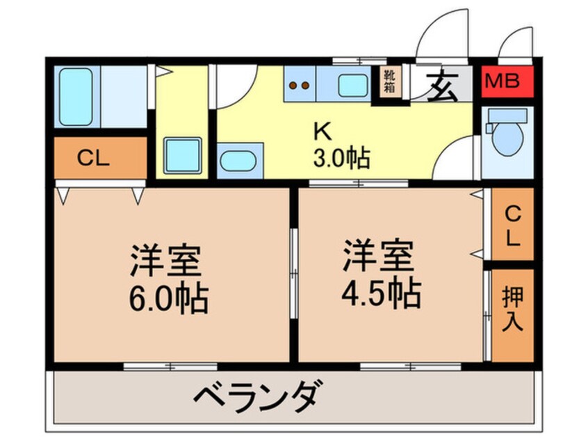 間取図 三熊ハイツ渚２号