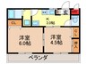 三熊ハイツ渚２号 2Kの間取り