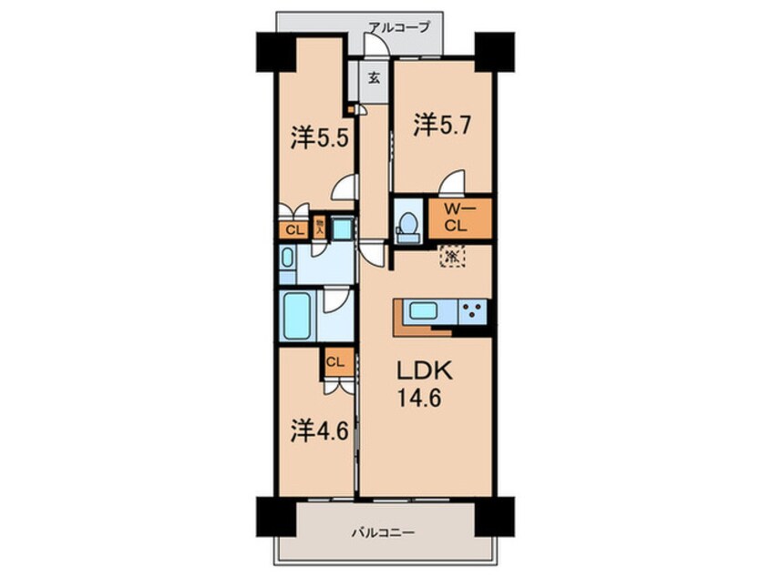 間取図 ｼｴﾘｱｼﾃｨ明石大久保ﾌﾞﾘｰｽﾞﾏｰｸC棟