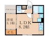 ハーモニーテラス納所町 1LDKの間取り