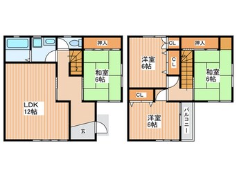 間取図 牧落3丁目テラスC