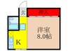 北川ハイツ 1Kの間取り
