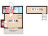 ハーモニー水走 1Kの間取り