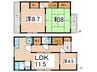 東大阪市東石切町4-13-28貸家 3LDKの間取り