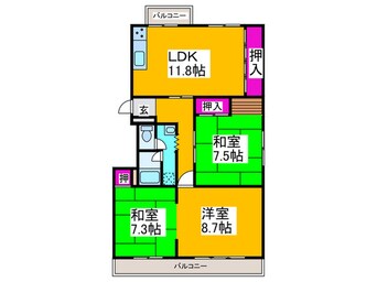 間取図 槇塚台団地C住宅1号棟（410）