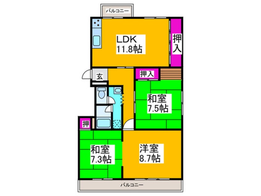 間取図 槇塚台団地C住宅1号棟（410）