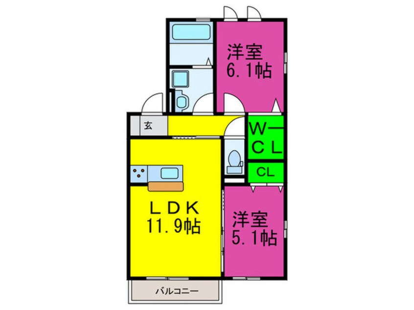 間取図 ＪＩＮ/輝　Ｂ棟