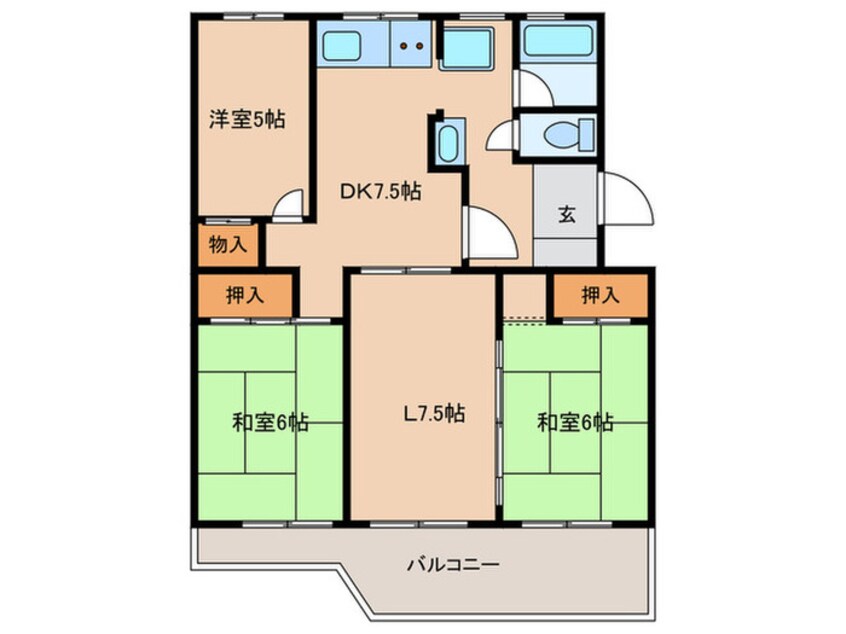間取図 有楽箕面ハイツ4号棟(302)