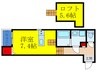 クレセントハイム 1Rの間取り