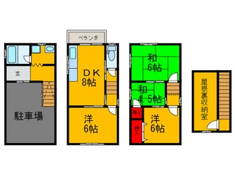 間取図 岡山１丁目貸家