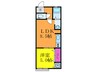 ミッドコート岸部 1LDKの間取り