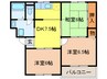 ニュ－リバ－サイド八尾南Ａ棟 3DKの間取り