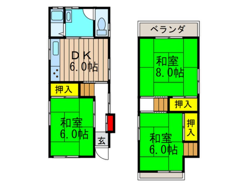 間取図 南楠葉渡辺貸家