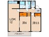 グッドリバー１番館 2LDKの間取り
