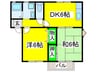 パセオ鳳北町 2DKの間取り