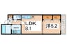 Alivio東大阪West 1LDKの間取り