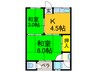 晴生荘 2Kの間取り
