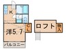 ロ－リエ霞ヶ丘 1Kの間取り