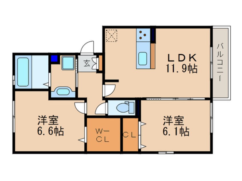 間取図 カルムメゾン　アンソレイェ