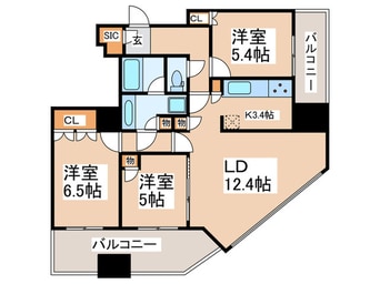 間取図 ｻﾞ・ﾌｧｲﾝﾀﾜｰｳｴｽﾄｺｰｽﾄ(1108)