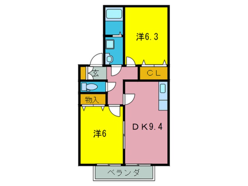 間取図 プル－ニア天美Ｂ棟
