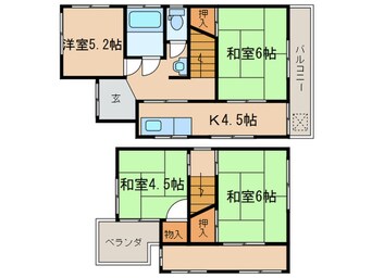 間取図 富野荘乾垣内貸家