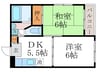 アネール桂 2DKの間取り