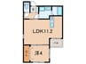 花の木北青木 1LDKの間取り