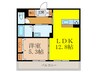 ベルデ中河原 1LDKの間取り