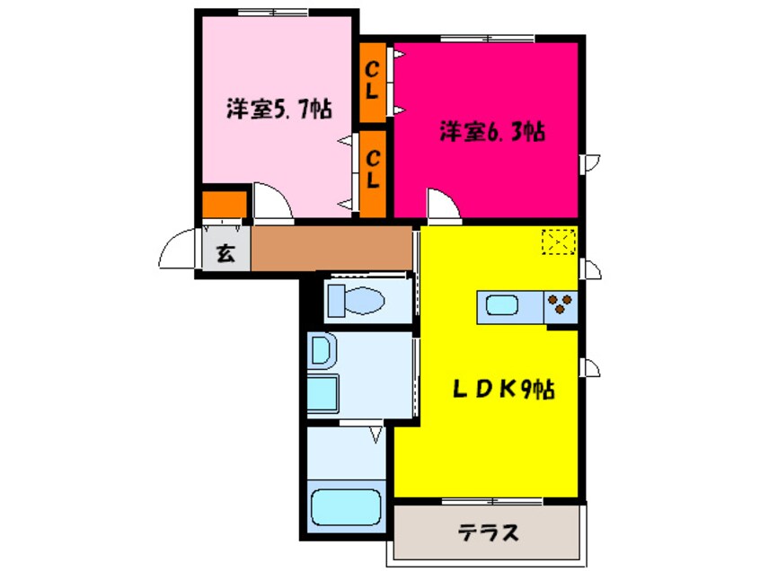 間取図 La Flore Kumatori KS
