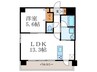 クレアドーレ京都二条 1LDKの間取り
