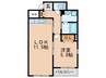 フルー リール 1LDKの間取り