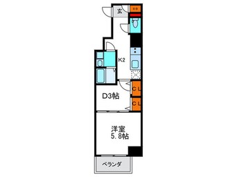 間取図 ﾚｼﾞｭｰﾙｱｯｼｭ松屋町（４０２）