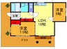 若江西新町ﾊｲﾂ 2LDKの間取り