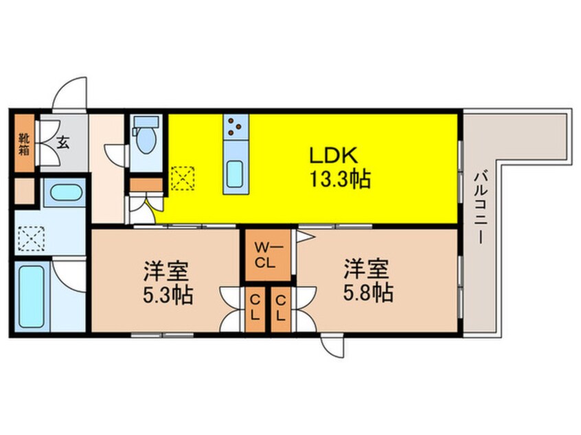 間取図 仮)茨木市上穂積2丁目ﾍｰﾍﾞﾙﾒｿﾞﾝ