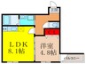 フジパレス吉田WEST 1LDKの間取り