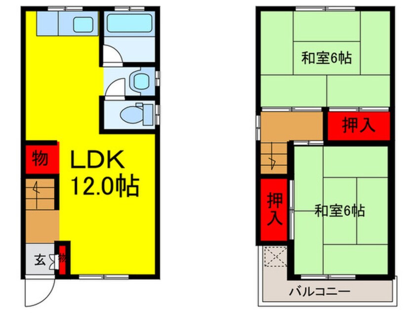 間取図 東大阪市喜里川町9－21貸家