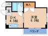 かねまつ扶佐マンション 1DKの間取り
