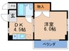 かねまつ扶佐マンション 1DKの間取り