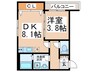 セゾンクレアスタイル平野本町 1DKの間取り